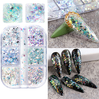 Vente flash - Paillettes rondes holographiques laser de différentes tailles pour la décoration des ongles en 3D