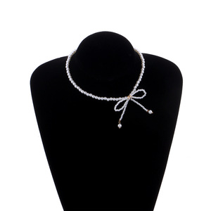 2025 New High Quality Fashion Handmade Small <b>Pearl</b> Beaded Necklace Cute Elegant Bow <b>Choker</b> Unisex Gift Gold Plated Wedding Party - Product Image 4