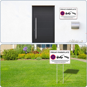 Duits Prive Parkeerplaats Bord Verkeersbord Aluminium Metalen Binnenplaats Waarschuwingsbord Met Paal - Product Image 5
