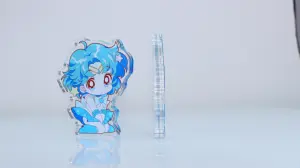 Chaveiros de acrílico holográficos de anime com estampa personalizada de fábrica em acrílico arco-íris epóxi brilhante