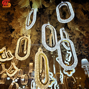 SMOOTH Waterfall Style Tiered Acrylic Chandelier Wedding Banquet Hall <b>Ceiling</b> Large Pendant Lamp - Product Image 5