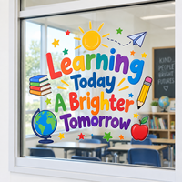 Autocollant de fenêtre personnalisé en PVC auto-adhésif pour salle de classe, affichage pour établissement scolaire, autocollant de fenêtre personnalisé pour école