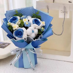 Hoàn thành dệt kim hoa hướng dương hoa hồng nhân tạo Crochet Hoa bó hoa nhồi bông cây Valentine ngày sinh nhật của mẹ tốt nghiệp - Product Image 5