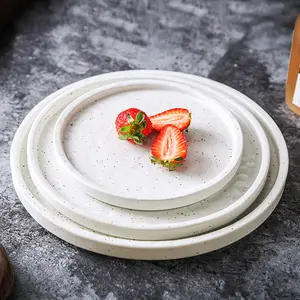 Japanese style White Glazed Porcelain Ceramic Dinnerware Plates Flat Plate Western Pizza Spaghetti Dishes & Plates