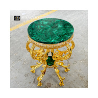 Autres meubles en pierre naturelle Table console en malachite verte Tables d'appoint avec décoration en laiton