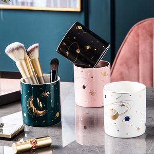 Marbling Design Cheap Canister Jar Container Holder Wholesale OEM Custom Ceramic Makeup <strong>Cup</strong> - Product Image 3