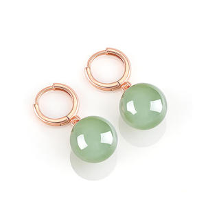 Boucles d'oreilles en jaspe de jade Hetian naturel, argent S925, bijoux simples et élégants pour femmes, certificat d'évaluation D476 - Product Image 3