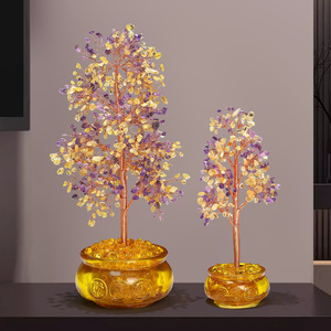 Citrine <b>Crystal</b> Money <b>Tree</b> Yellow Round Home Decoration Gift - Product Image 2