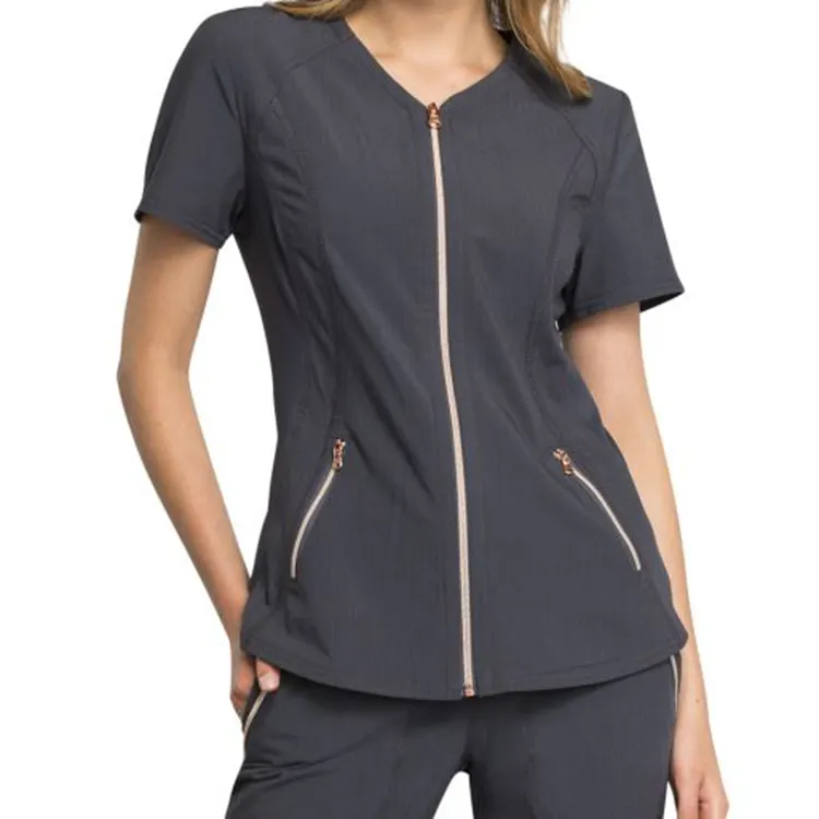Popular Scrubs Uniform Spandex Stretch Breathable Wholesale Soft Feel Classic Embroidery logo Doctor Uniform Medical Nursing Top