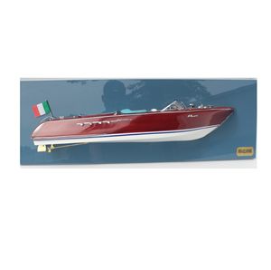 Modèle de bateau en bois RIVA AQUARAMA demi-coque, décoration nautique moderne, thème océanique, fait à la main, écologique, en provenance du Vietnam, prix avantageux - Product Image 1