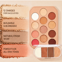 Palette de maquillage pour le visage, kit de contouring, bronzer, blush, illuminateur, 4 en 1, poudre pressée, naturelle, longue tenue, coffret cadeau beauté, logo personnalisé