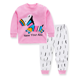 Combinaison longue en coton 100% pour enfants 2022, pyjama <span class=keywords><strong>pas</strong></span> <span class=keywords><strong>cher</strong></span> pour hommes et femmes, <span class=keywords><strong>sous</strong></span>-vêtements pour bébé à motifs de dessins animés, ensemble deux pièces - Product Image 2