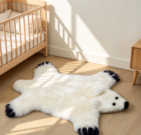 Tapis en forme d'ours mignon, tapis en fausse fourrure douce et moelleuse, décoration de chambre d'enfant, chambre à coucher, maison, tapis de sol