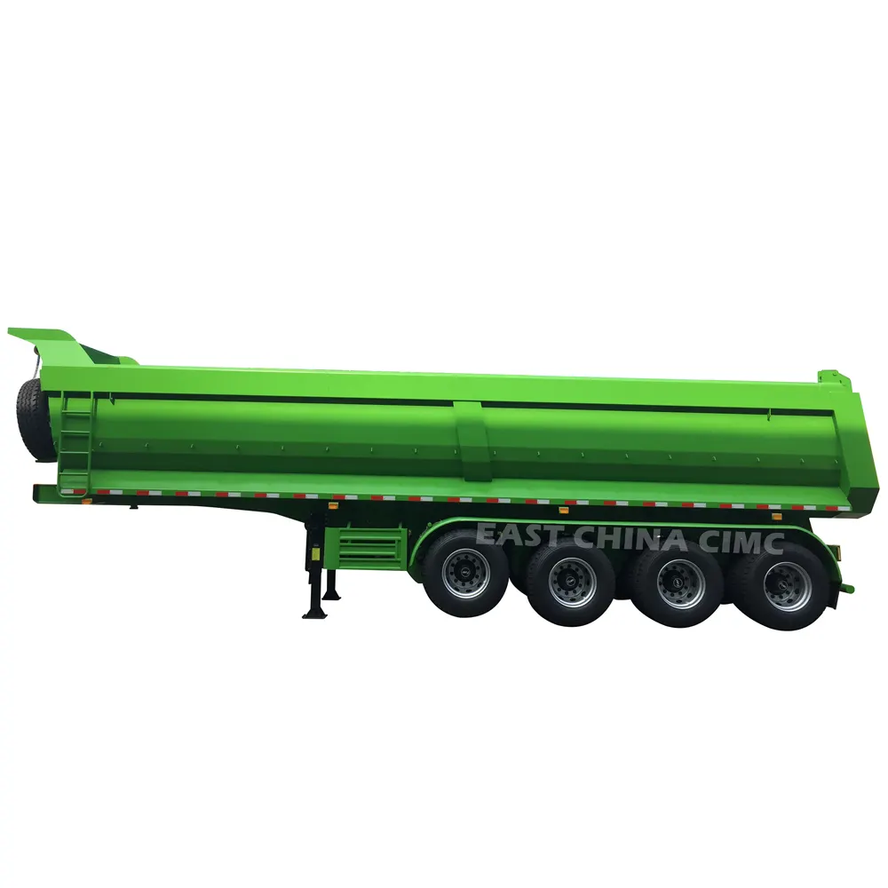 40ft Container 10m End Dump Truck Trailer 4 Axles 45 Cubic Meters Rear Tipper Tipping Truck Trailer For Rock and Sand