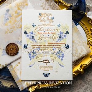 Invitaciones de Boda 2026, Invitaciones con Diseño Floral Europeo en Color Morado, Impresión Tipográfica, Estampado en Dorado, Forma Rectangular - Product Image 2