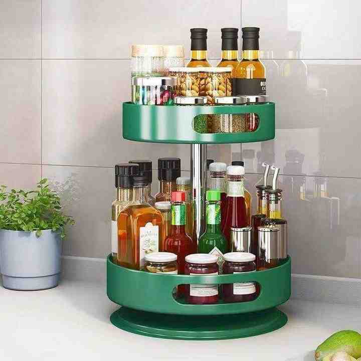 Kitchen Storage Rack Rotating Spice Holder Shelf, Seasoning Rack Shelf ...
