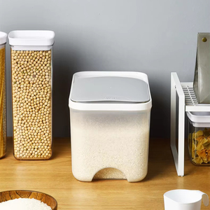 Juego de contenedores de almacenamiento de granos transparentes Recipiente de almacenamiento de harina de cereales para el hogar Contenedor de arroz de gran capacidad - Product Image 6
