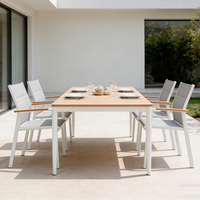 Mesa de Comedor Extensible para Exteriores Homful, de Aluminio, con Diseño de Hojas de Mariposa, con Tablero de Listones Extensible, para Patio, Jardín o Terraza