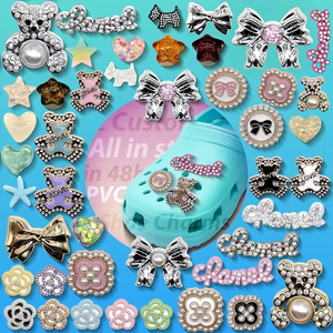 Grosir Aksesori bunga lucu pita Mewah desainer pesona sepatu Anjing Beruang akrilik Bling kustom Dekorasi jumlah besar - Product Image 1