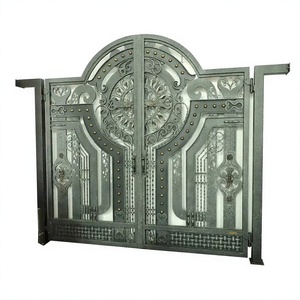 Puerta <span class=keywords><strong>de</strong></span> Entrada Doble <span class=keywords><strong>de</strong></span> Hierro Forjado a Mano, Puerta Frontal Arqueada, <span class=keywords><strong>Portal</strong></span> <span class=keywords><strong>de</strong></span> Entrada Ornamental para Jardín <span class=keywords><strong>de</strong></span> Villa - Product Image 6
