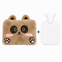 Housse de bouteille d'eau chaude en peluche animale mignonne avec poche chauffe-mains pour le confort hivernal et le soulagement par la chaleur