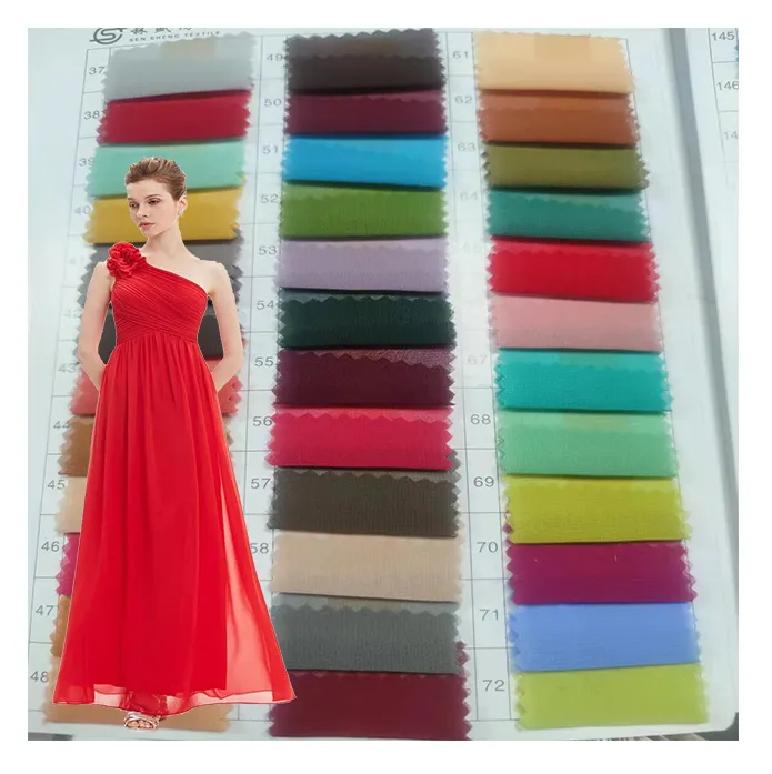 High Desenty Pearl Chiffon Ready Stock 100GSM 100% Polyester Leichter 120D * 120D Chiffon Stoff für Damen bekleidung