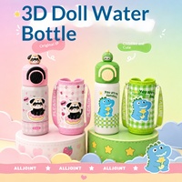Bouteille Thermique en Acier Inoxydable 3D Peluche Dessin Animé pour Enfants 500ml avec Couvercle à Ouverture Rapide, Paille Double Usage et Conception à Boire Directement, Sangle Portable