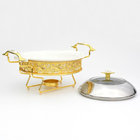 Vente en gros de chauffe-plats pour service de banquet, verre rond, fourniture pour restaurant d'hôtel royal à usage intensif, chauffe-plats à usage commercial