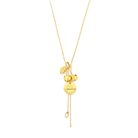 Collier pendentif mignon et tendance avec chaîne à maillons, en acier inoxydable plaqué or, breloque cerise, cadeau pour femme, bijoux