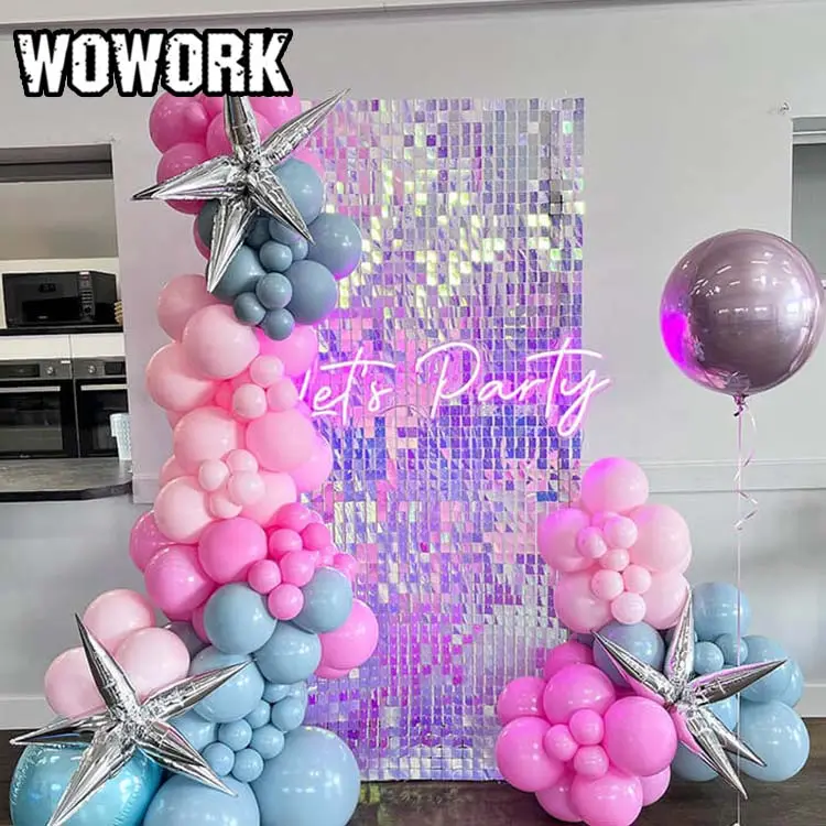 WOWORK factory wholesale mirror glitter backdrop square sequin shimmer wall panel for wedding party event prom decoration