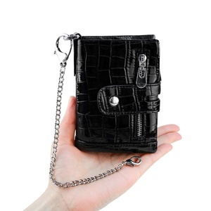 For Custom Genuine Leather RFID Zipper Anti-Theft Chain Wallet with Coin Pocket Short Unisex - Product Image 5