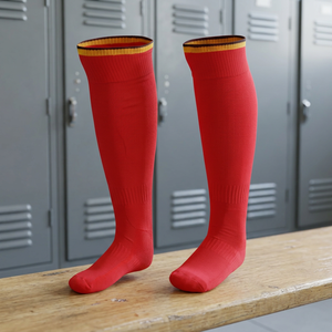 Calcetines de Fútbol Rojos hasta la Rodilla para Hombre de GENERAL INDUSTRIES, con Franja Amarilla en el Puño, Antideslizantes, de Poliéster/Algodón, para Deporte - Product Image 3