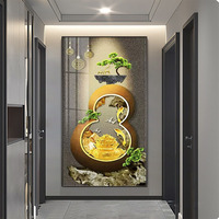 Peinture murale LED en acrylique effet cascade de cristal et porcelaine pour l'entrée et la décoration du salon