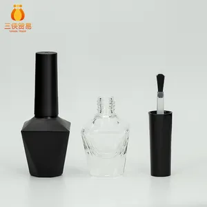 マニキュアボトル透明透明透明UVジェルマニキュア中国サプライヤーガラス化粧品包装黒15mlカスタマイズ