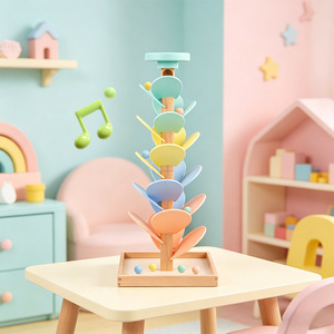 Montessori Educational Toy Sound Sensory Toys Rainbow <strong>Marble</strong> Run Ball Drop Track Chime <strong>Tree</strong> Wooden Singing <strong>Tree</strong> Toy - Product Image 2