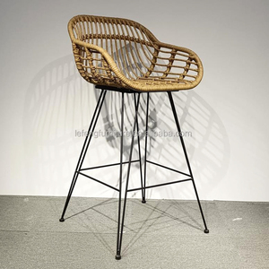 Taburetes modernos de ratán para Bar, cojín de Metal para patas, cuerda antigua para Patio, <span class=keywords><strong>cocina</strong></span>, jardín, <span class=keywords><strong>Mimbre</strong></span> tejido, Taburetes de Bar al aire libre - Product Image 3