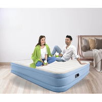 Lit de matelas pneumatique gonflable surélevé Premium Queen Size 203x152x46cm avec surface floquée à pompe intégrée pour un usage domestique intérieur