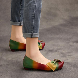 Chaussures d'été pour femmes à lacets avec nœud rétro fait main, en PU, antidérapantes, à bride cheville, design attrayant - Product Image 1