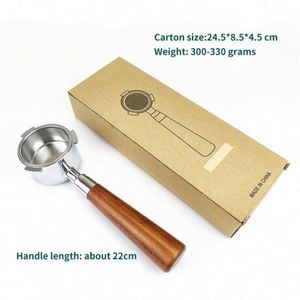Wood Handle Coffee Filter Stainless Steel Tail Section Espresso 51mm 54mm 58mm Black Coffee Portafilter - Product Image 3