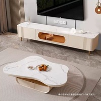 Table Basse Crème Style Luxe Léger Moderne Simple pour Salon Maison, Influenceur Internet Wabi-Sabi Nuage Ardoise Forme Spéciale