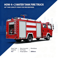 Camion de pompiers HOWO 4CBM à conduite à droite, moteur Cummins ISF3.8 141P, réservoir d'eau de 4000L, pompe CB10/30, canon PS30, Euro 3 Diesel 4x2