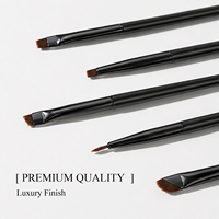 Pinceau de maquillage professionnel à manche noir, poils synthétiques, tête plate super fine, pinceau pour teinter les sourcils, outil cosmétique