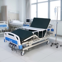 Lit d'hôpital manuel à 5 fonctions, réglable en hauteur, avec barrières latérales et table de repas pour hôpital