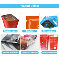 Sachet refermable personnalisé anti-enfants Doypack 3.5g 7g 14g Holographique pour bonbons, pochette Mylar Ziplock à fond plat