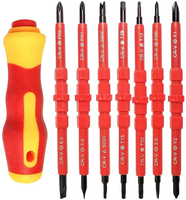 14/Pcs Set Obeng Phillips Berlubang Dengan Pena Uji, Peralatan Tangan Teknisi Listrik, Set Obeng Berinsulasi VDE