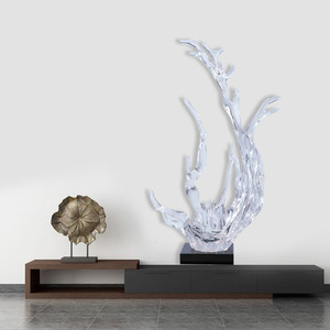 Sculpture d'art transparente en forme de vague, style européen et américain, grande goutte d'eau, décoration artistique pour la maison et l'intérieur de villa - Product Image 1