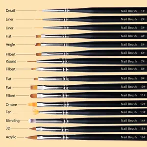 16 adet tırnak resim fırçası tasarım kalem araçları ile tırnak uzatma jeli fırça UV jel tırnak fırçası