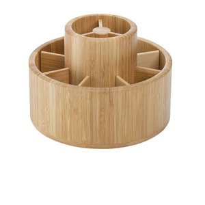 Wooden <b>Rotating</b> Pen Holder Round Stationery Storage Organizer For <b>Desk</b> Office Home Use - Product Image 5