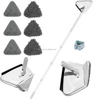Serpillère triangulaire extensible rotative à 360° avec raclette et tampons en microfibre chenille, pour murs et plafonds, kit d'outils ménagers