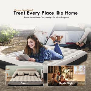Customized Air <b>Mattress</b> with Headboard and Built-in Pump for Camping Airbed Factory PVC with Flocking - Product Image 4